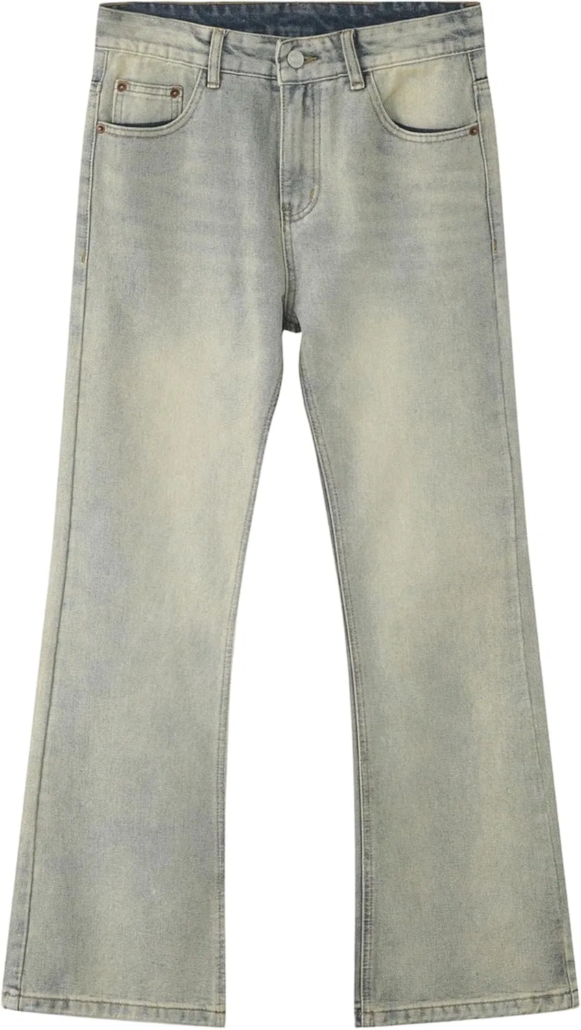 Джинсы клеш, Slim Fit, желтые