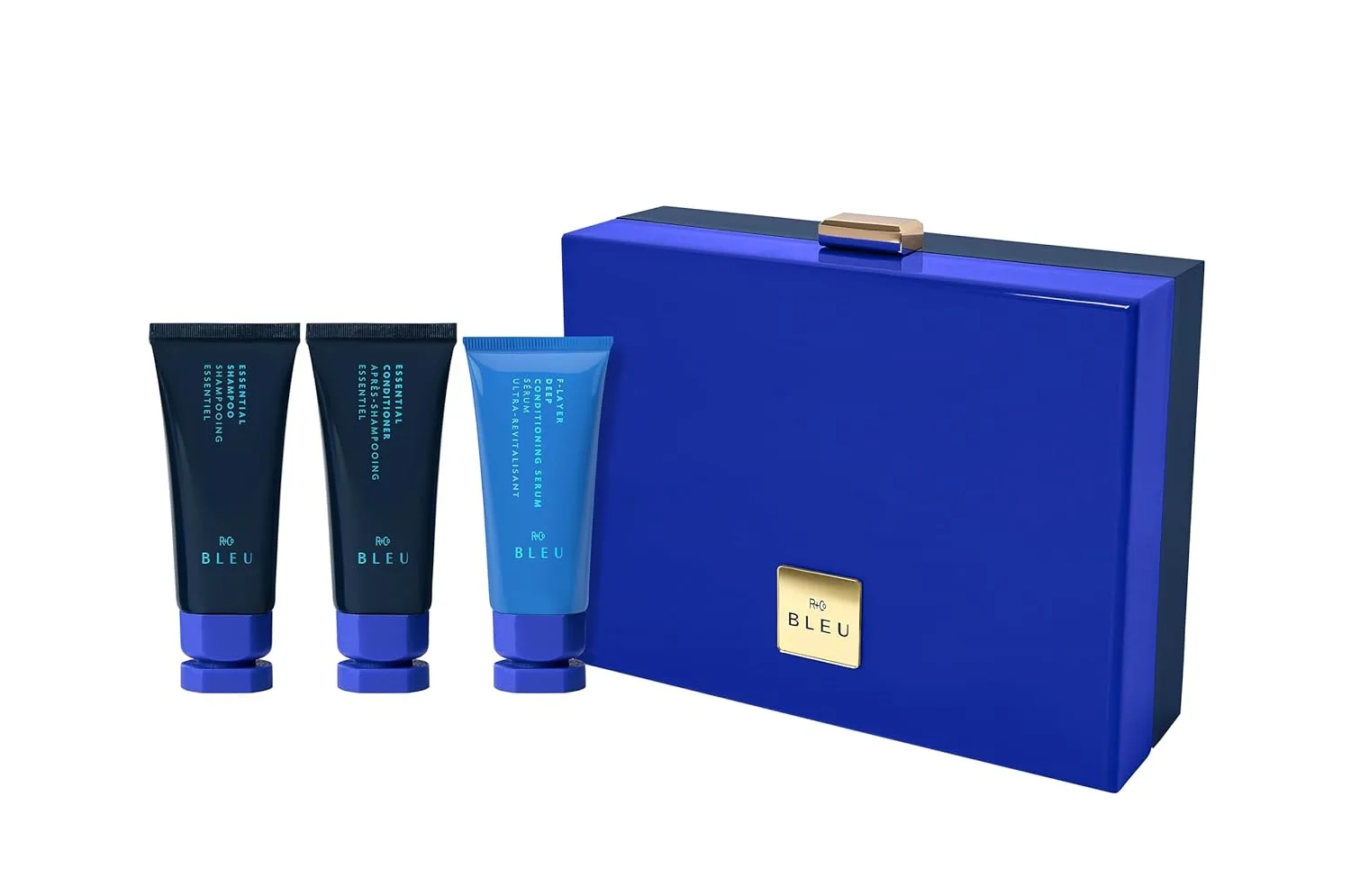 Набор для отдыха R+Co Essential Trial Holiday Kit | Лимитированная серия для путешествий | Увлажняющий шампунь, кондиционер и крем для укладки | Для всех типов волос | Цитрусовый аромат