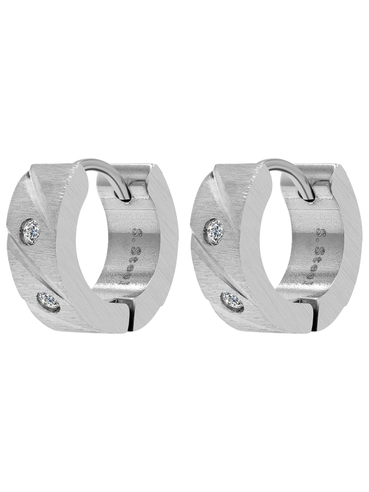 

Adeliás Женские серьги - Серьги-кольца из нержавеющей стали со стразами серебристого цвета