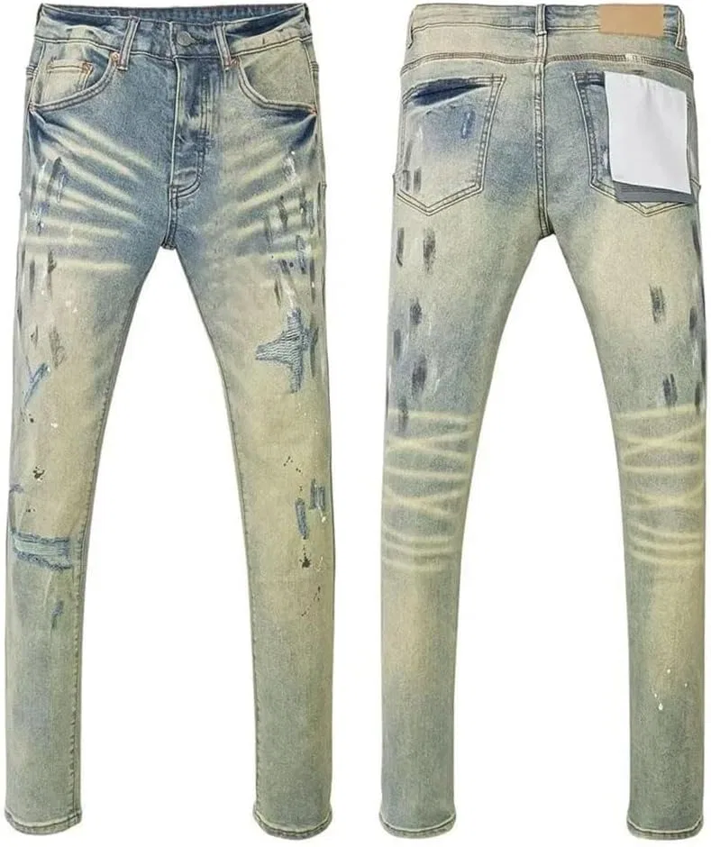 Джинсы с принтом Graffiti, Men's American Retro Wash, 60725