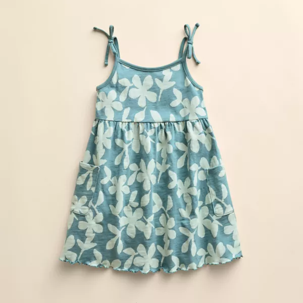 

Органическое платье с карманом и бантом для девочки Baby & Toddler Little Co. By Lauren Conrad, цвет teal brushy floral