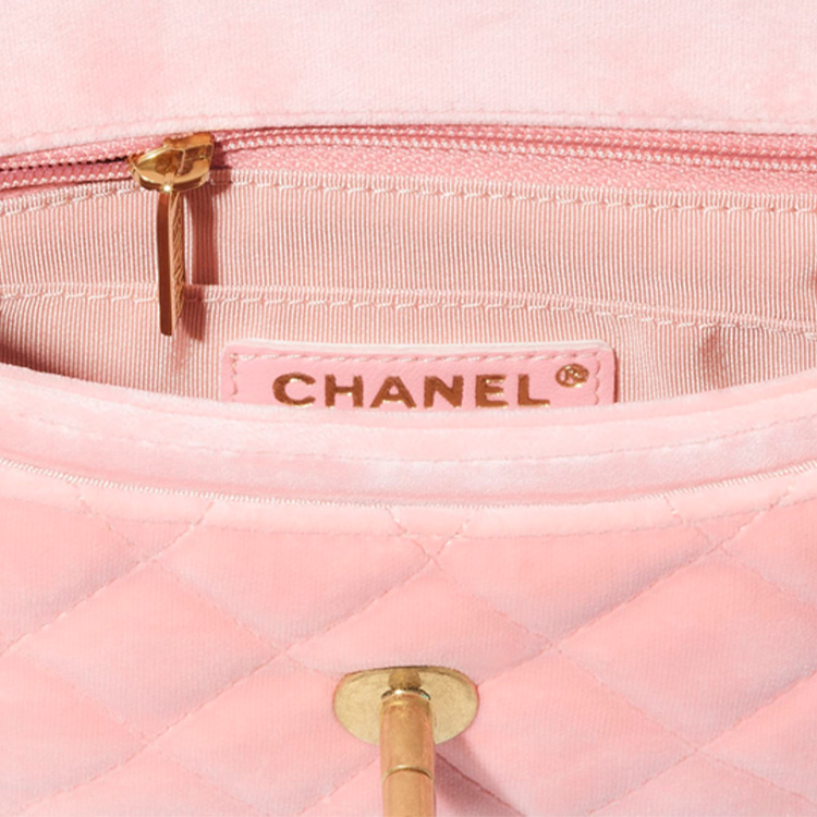 Вельюровая сумка через плечо с клапаном Женская Светло-розовая CHANEL — фото 4