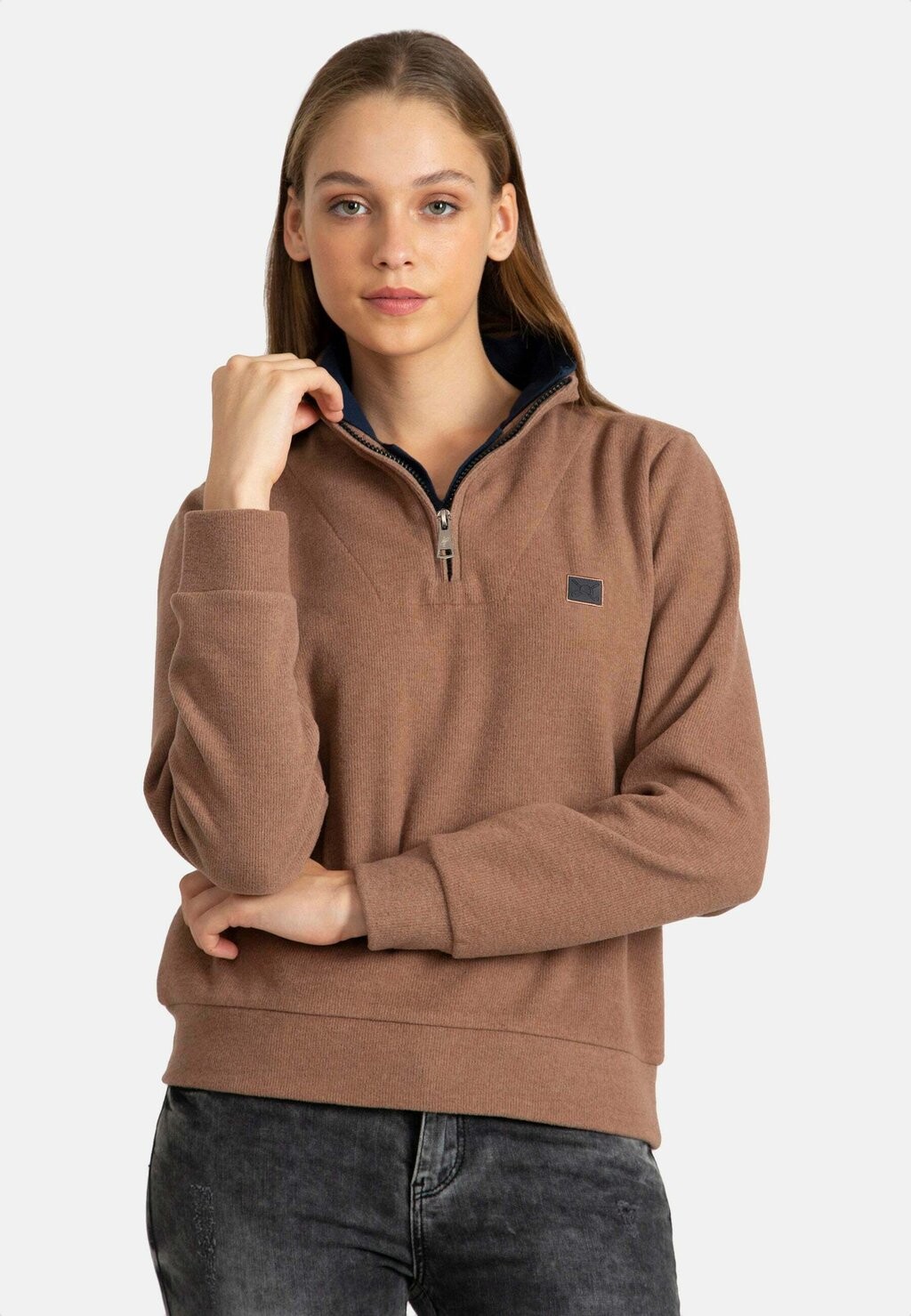 

Джемпер DOUBLE NECK HALF ZIP SWEATSHIRT Jacey Quinn, цвет latte brown