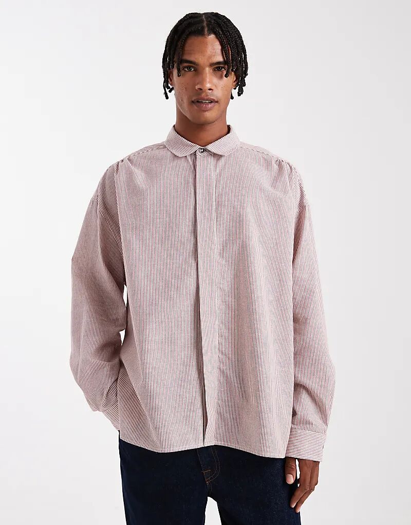 

Рубашка в полоску оверсайз ASOS DESIGN бордового цвета