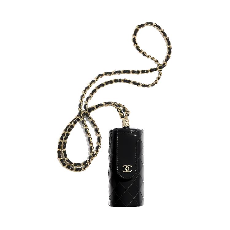 

CHANEL Женский кошелек для монет из телячьей кожи черный с золотым
