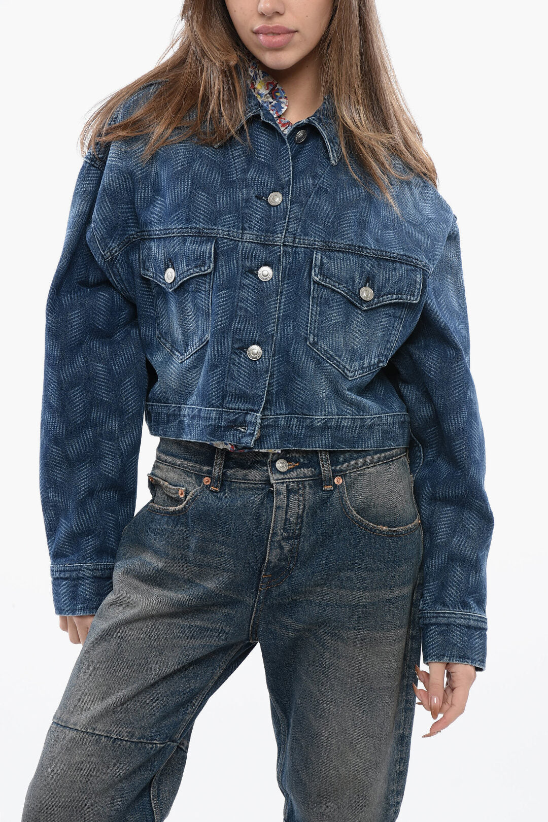

Укороченная джинсовая куртка Isabel Marant Etoile с мотивом Delavé, синий