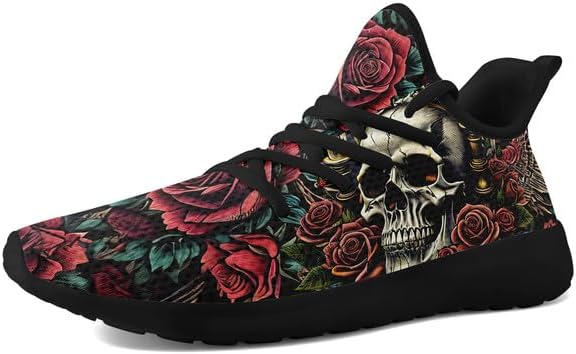 

Кроссовки AWSOLE Fashion с черепом для мужчин и женщин, стильные унисекс, шнуровка, комфортные, дышащие, легкие, готические, черный/красный/зеленый/серый