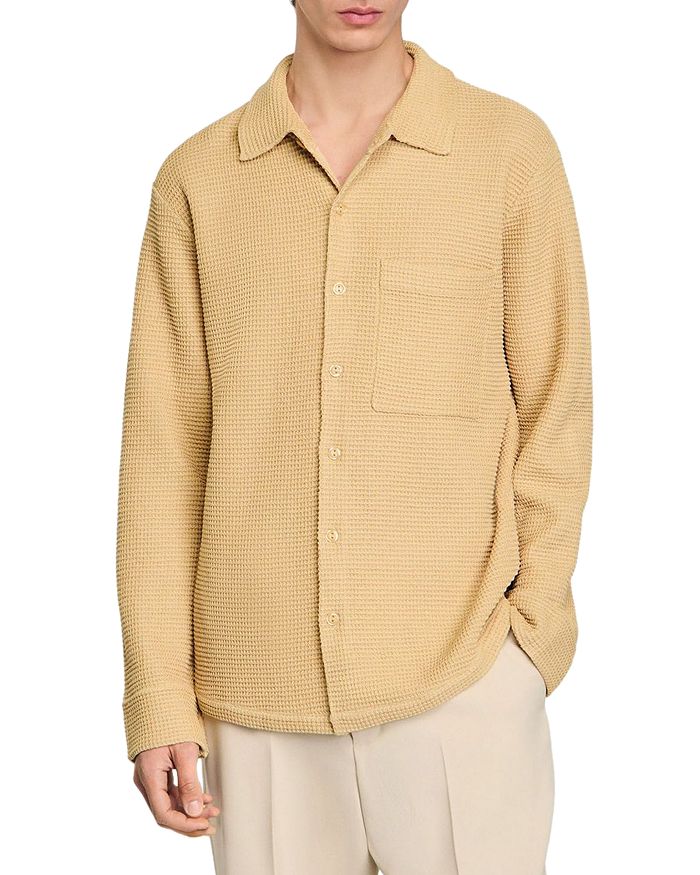 

Рубашка Coast Oversized вязаная на пуговицах Sandro, коричневый/бежевый