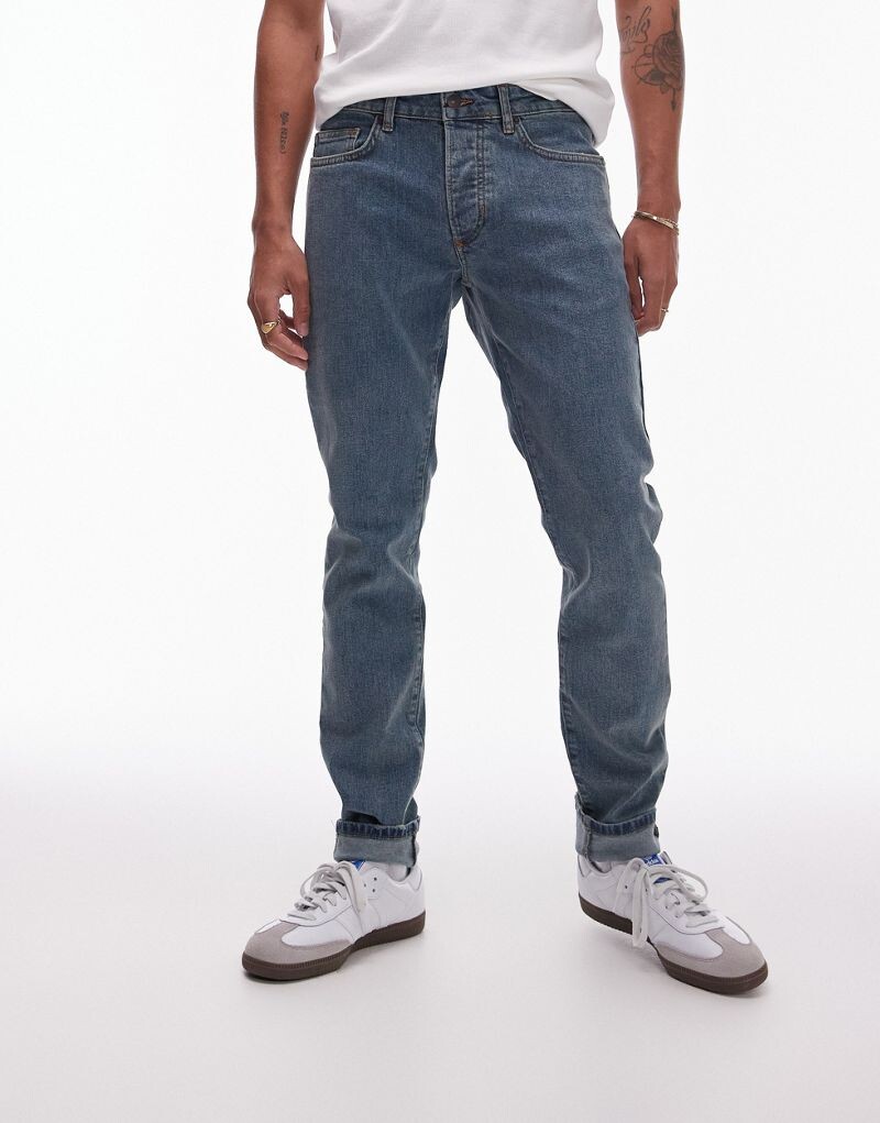 

Винтажные джинсы скинни Topman средней степени стирки