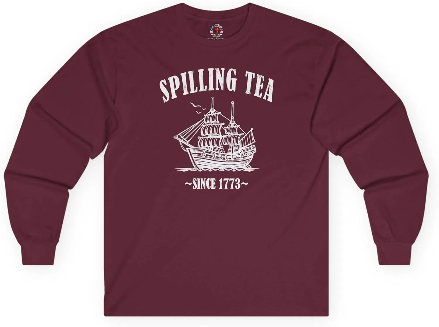 Футболка с длинным рукавом, бренд Spilling Tea Since 1773, цвет Maroon