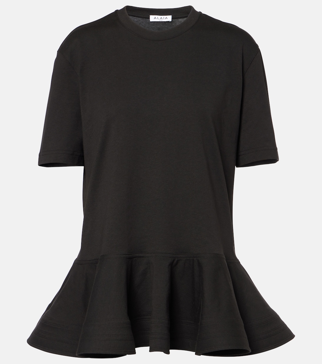 

Пеплум из хлопкового джерси, футболка Alaïa, Noir Alaia