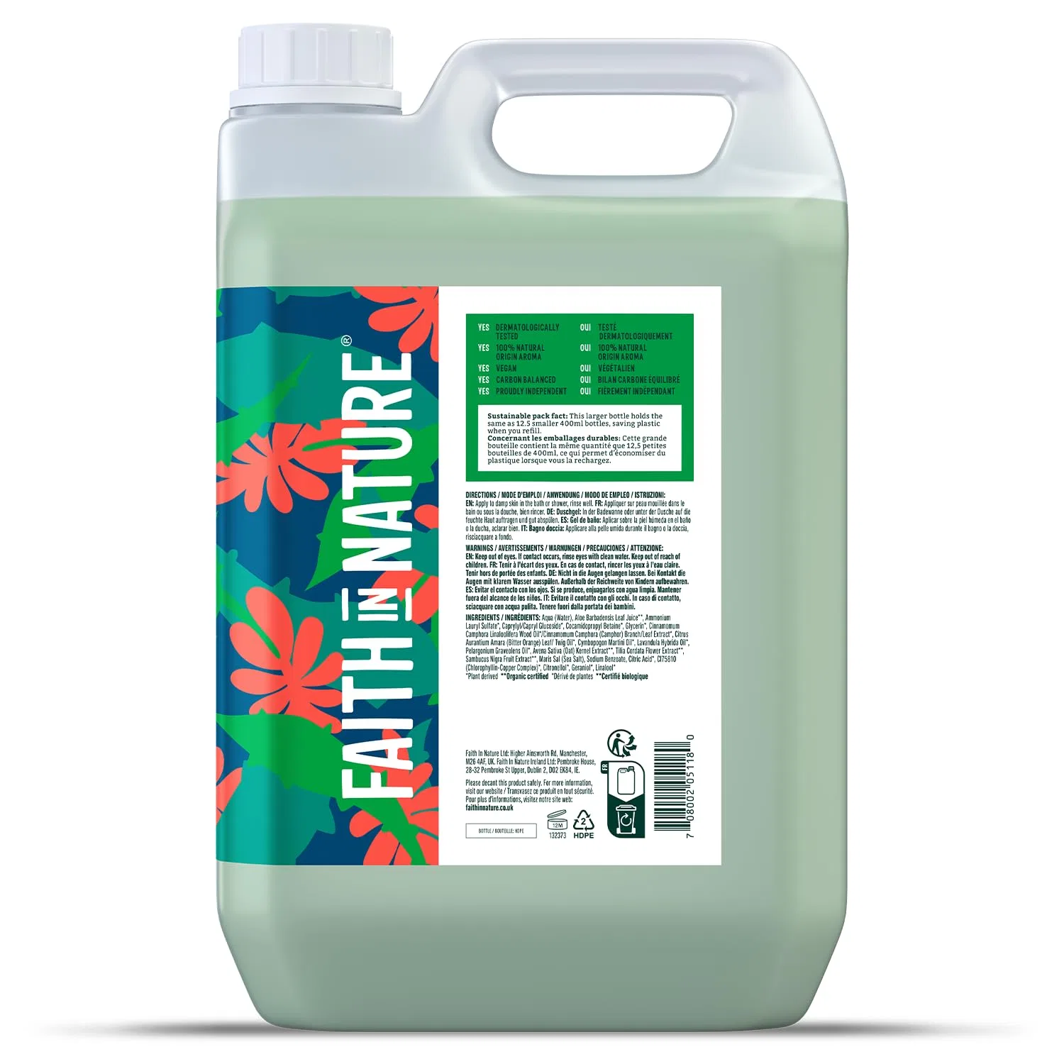 Натуральный гель для душа Faith In Nature с алоэ вера, 5 л Faith In Nature, Aloe Vera. — фото 2