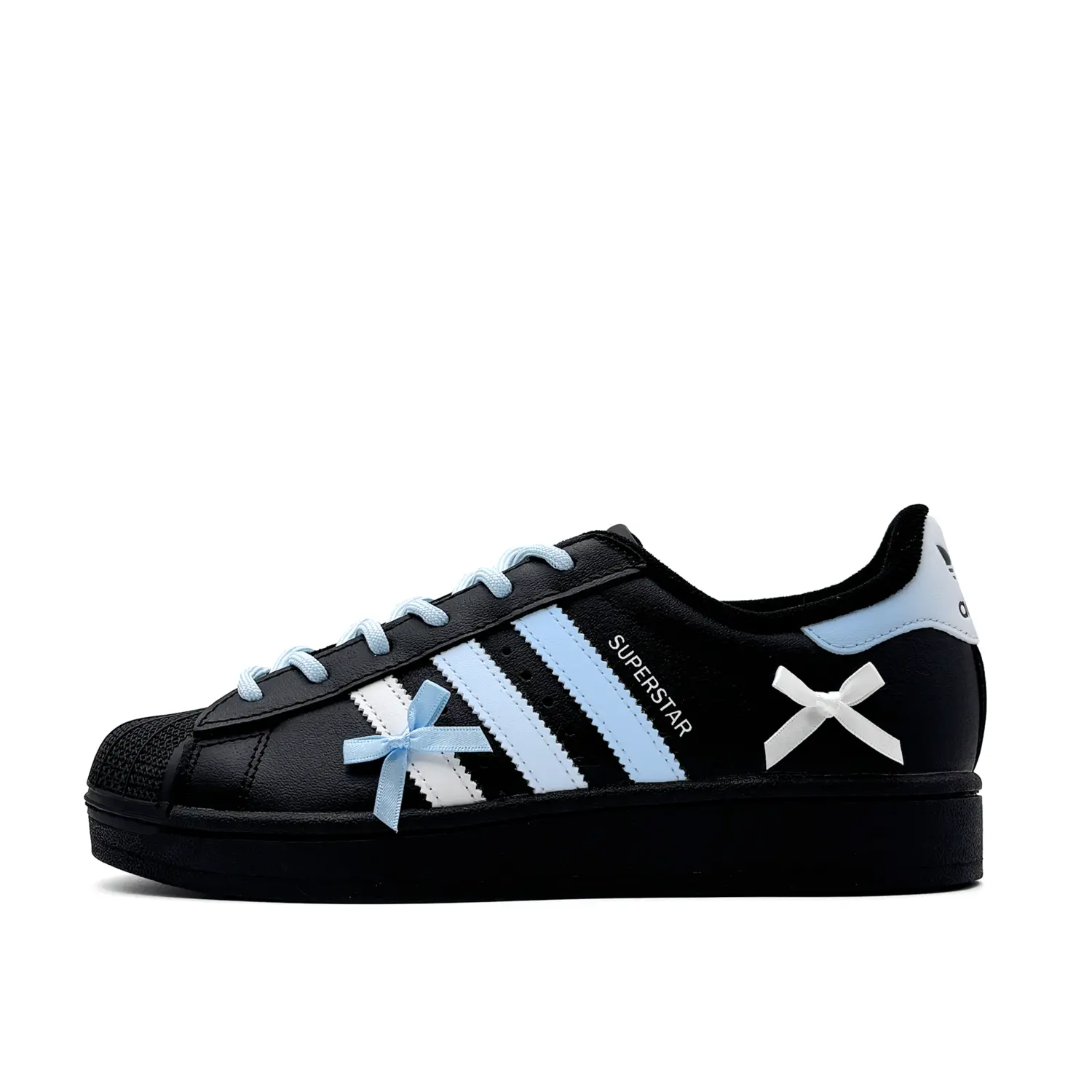 

Superstar 2 Blue Bowknot устойчивые к истиранию низкие детские скейтбординг кроссовки градиент Blue для подростков Adidas Originals, черный/синий