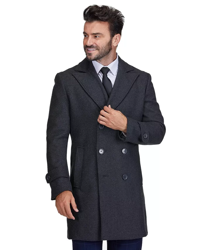 

Мужское двубортное пальто из шерстяной смеси Pea Coat Dress Peacoat Braveman, серый