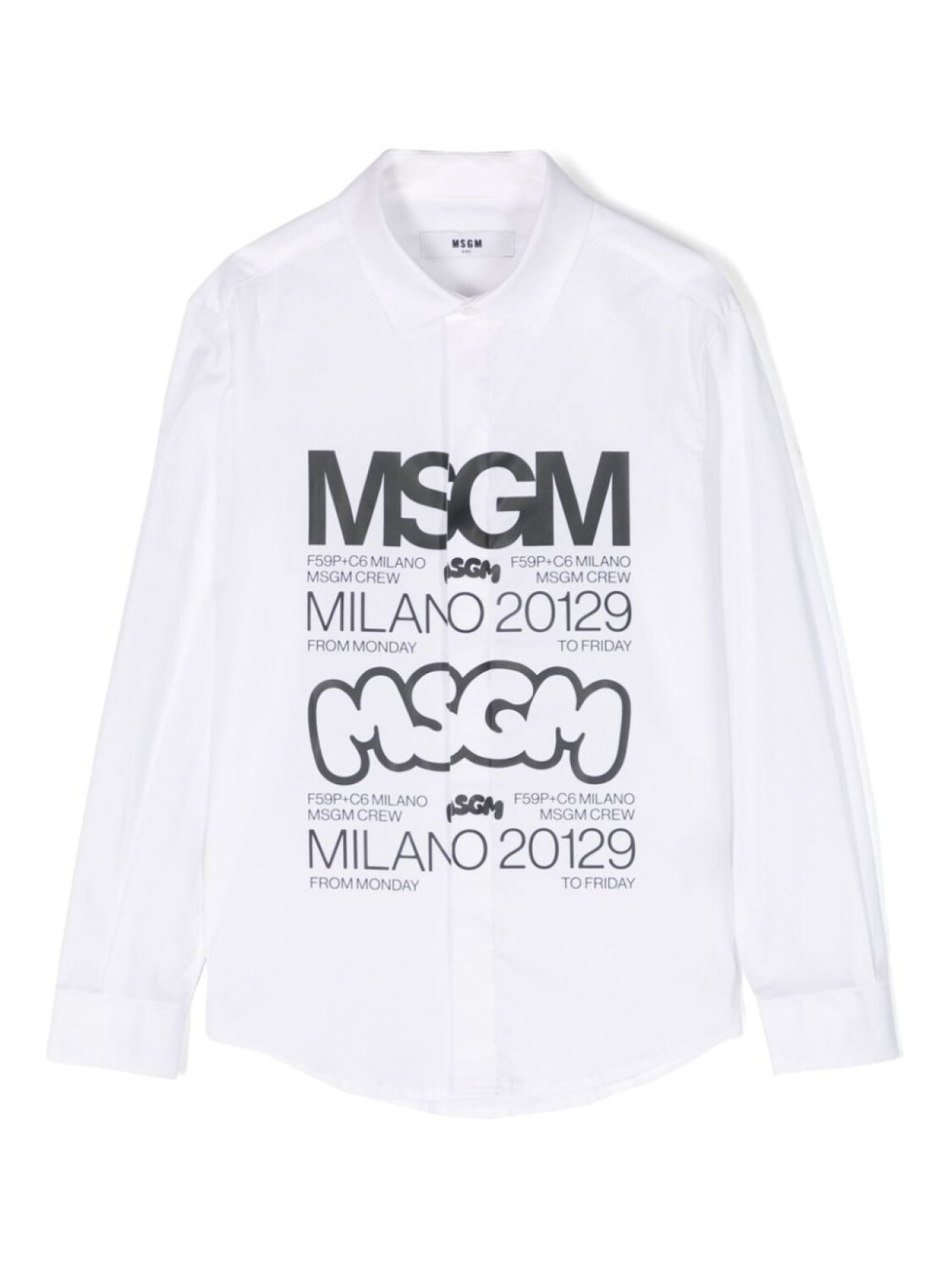 

MSGM Kids поплиновая рубашка с логотипом, белый