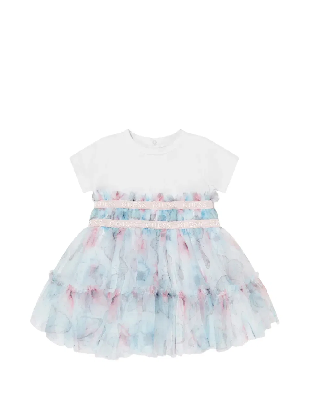 Платье с оборками и принтом в виде бабочек Guess Kids, белый — фото 3