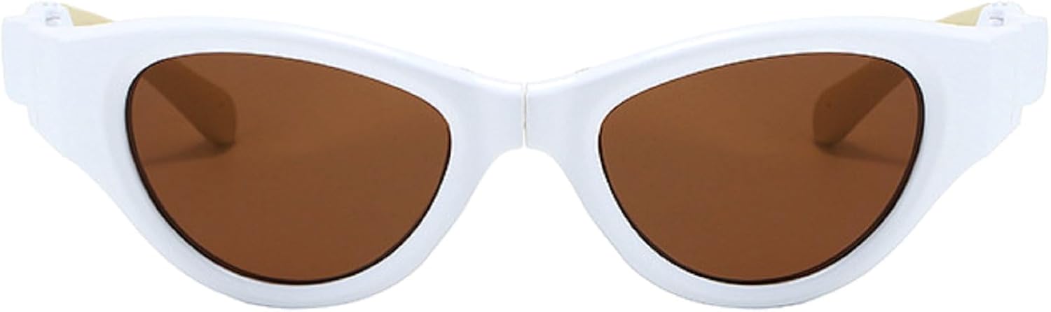 

Модные женские солнцезащитные очки «кошачий глаз», стильные складные солнцезащитные очки с портативной защитой от УФ-излучения, женские овальные солнцезащитные очки N47 mincl, White Brown