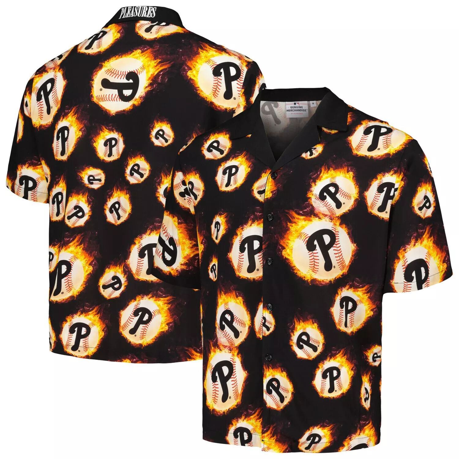 

Мужская черная рубашка на пуговицах Philadelphia Phillies Flame Fireball
