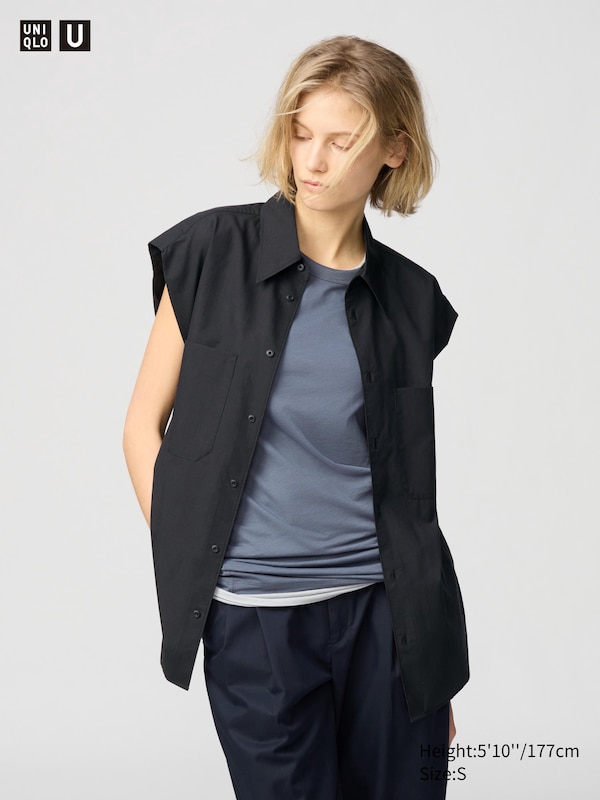 

Длинная рубашка (без рукавов) Uniqlo, черный
