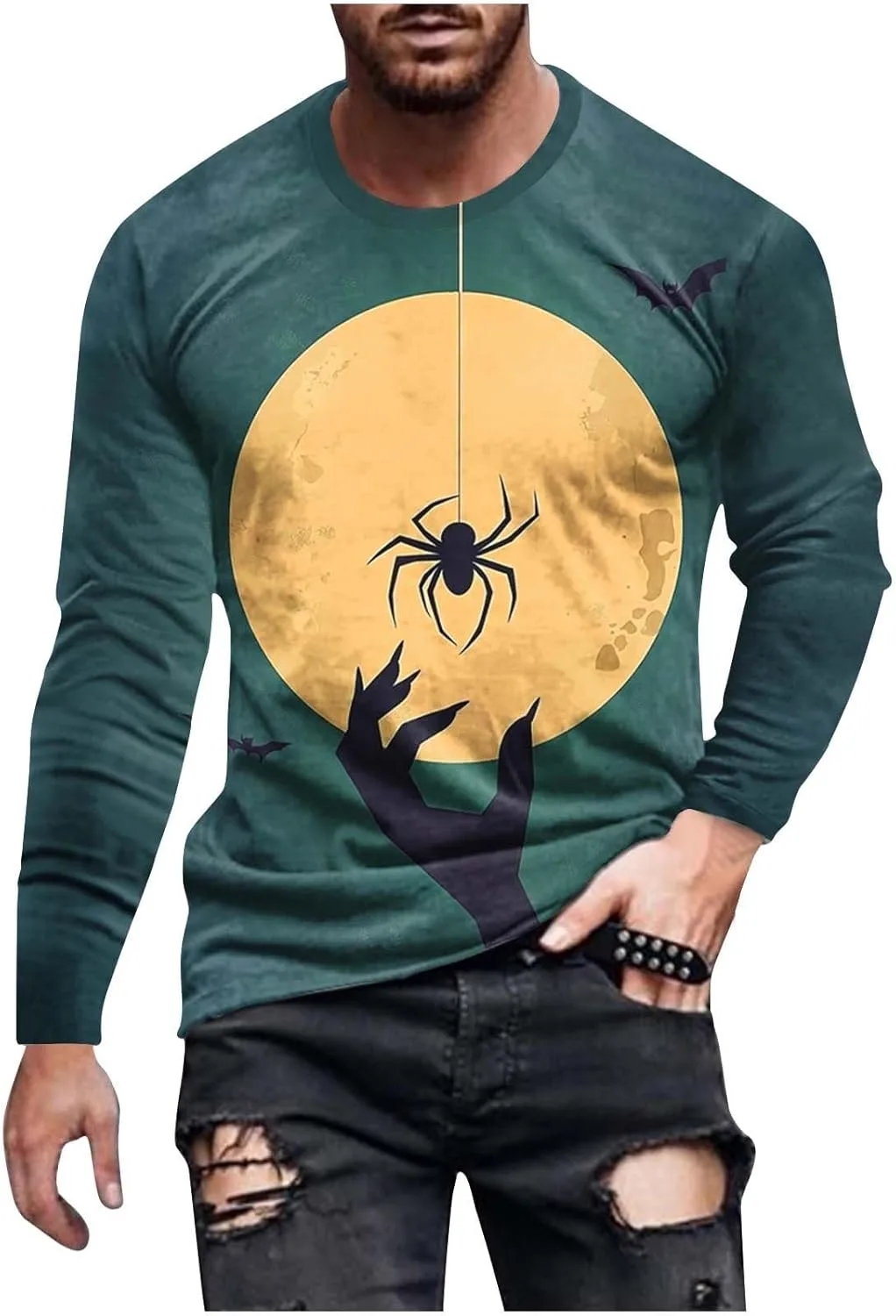 

Футболка мужская Sport Athletic Festival Halloween с длинным рукавом и принтом скелета