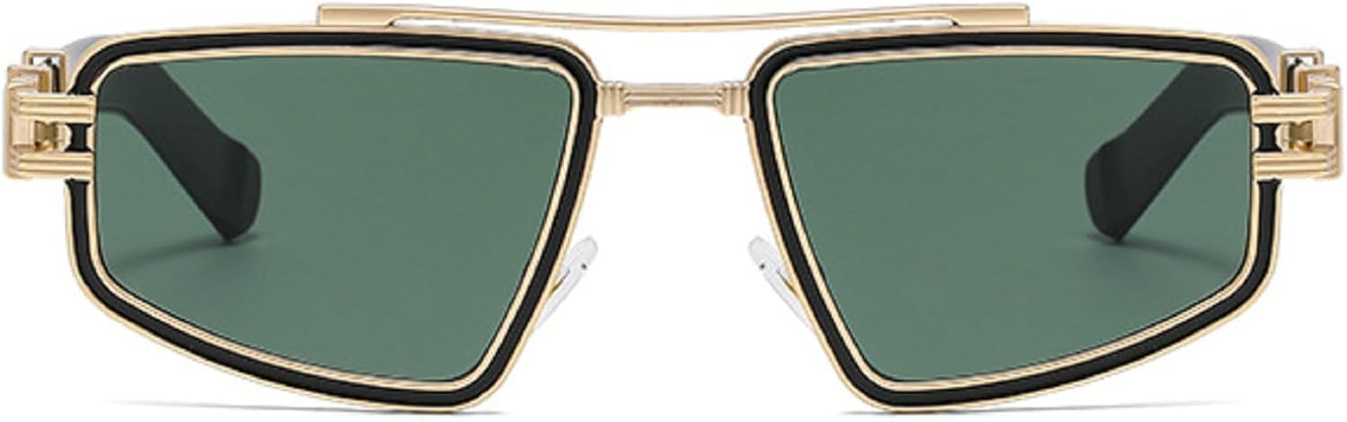 

Мужские солнцезащитные очки в стиле ретро с металлическими двойными перемычками, модные сине-розовые линзы, защита от ультрафиолета UV400, трендовые панк-очки для женщин, роскошные солнцезащитные очки mincl, Green