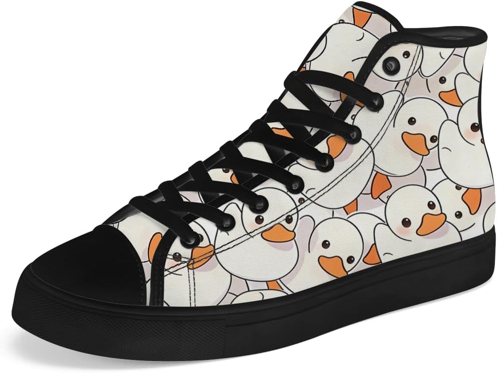 

Кеды на высокой подошве Chebing с уткой для мужчин и женщин, мультяшные кеды на высокой подошве, шнуровка, повседневная обувь, подарки для девушек и мальчиков, белый