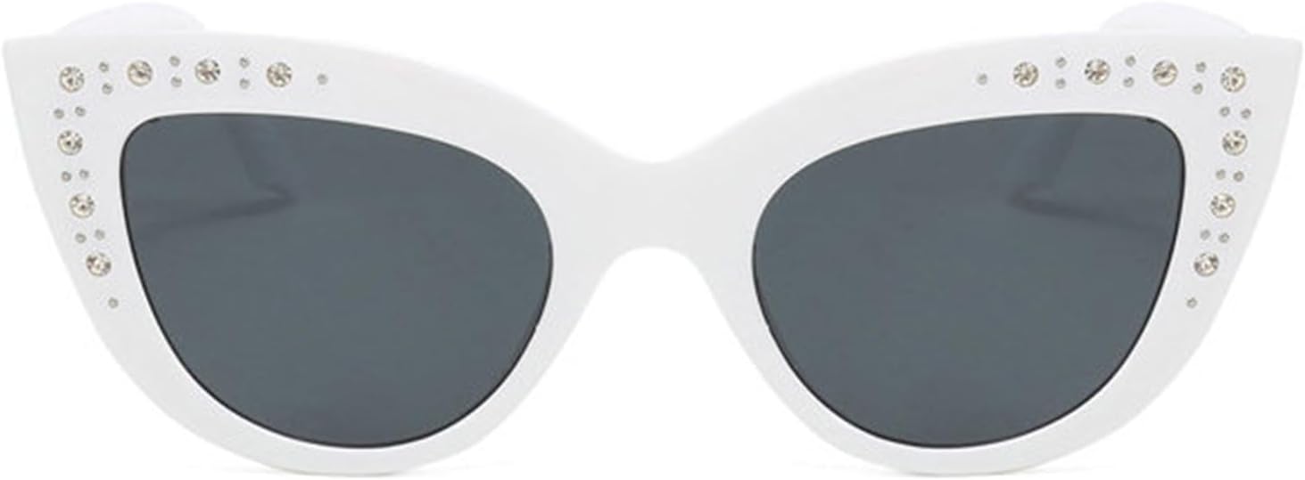 

Солнцезащитные очки «кошачий глаз» с бриллиантами, женские, в стиле ретро, ​​украшенные стразами, сверкающие кристаллами и жемчугом, роскошные очки с блестками helena, White
