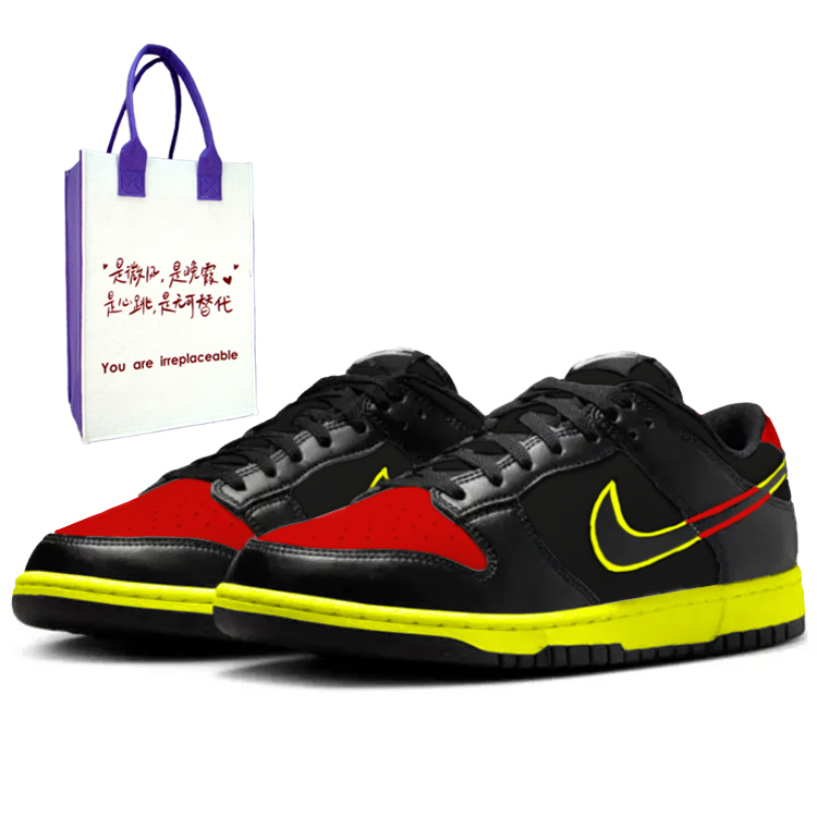 

Nike Кроссовки для скейтбординга Dunk Non Standard Alert Coverage, устойчивые к истиранию, легкие, низкие, мужские, черные, желтые, красные