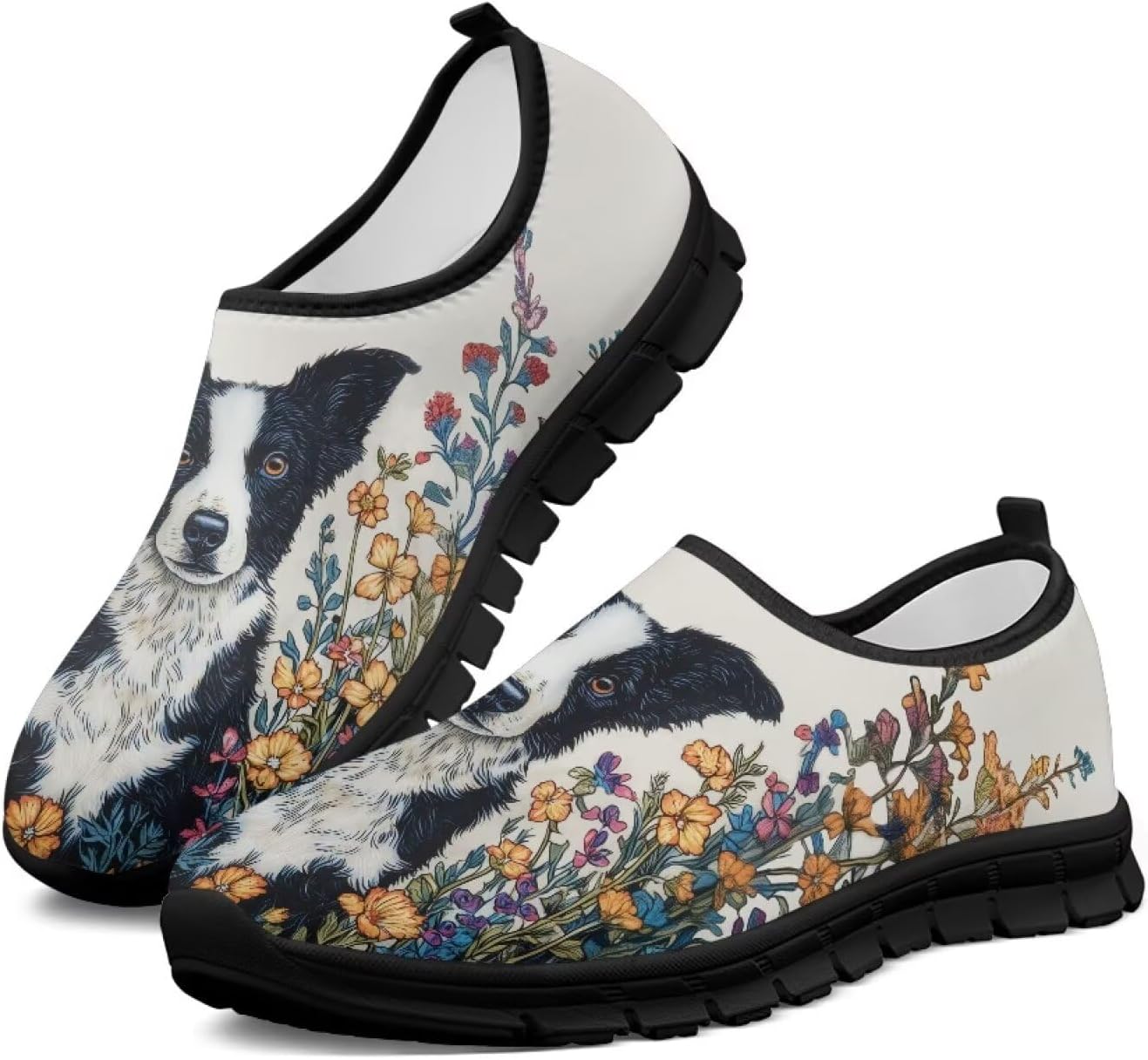 

Женские кроссовки для ходьбы с поддержкой свода стопы, слипоны, противоскользящие, удобные, дышащие, размер США 5.5-13.5 Chririnla, Sweet Border Collie