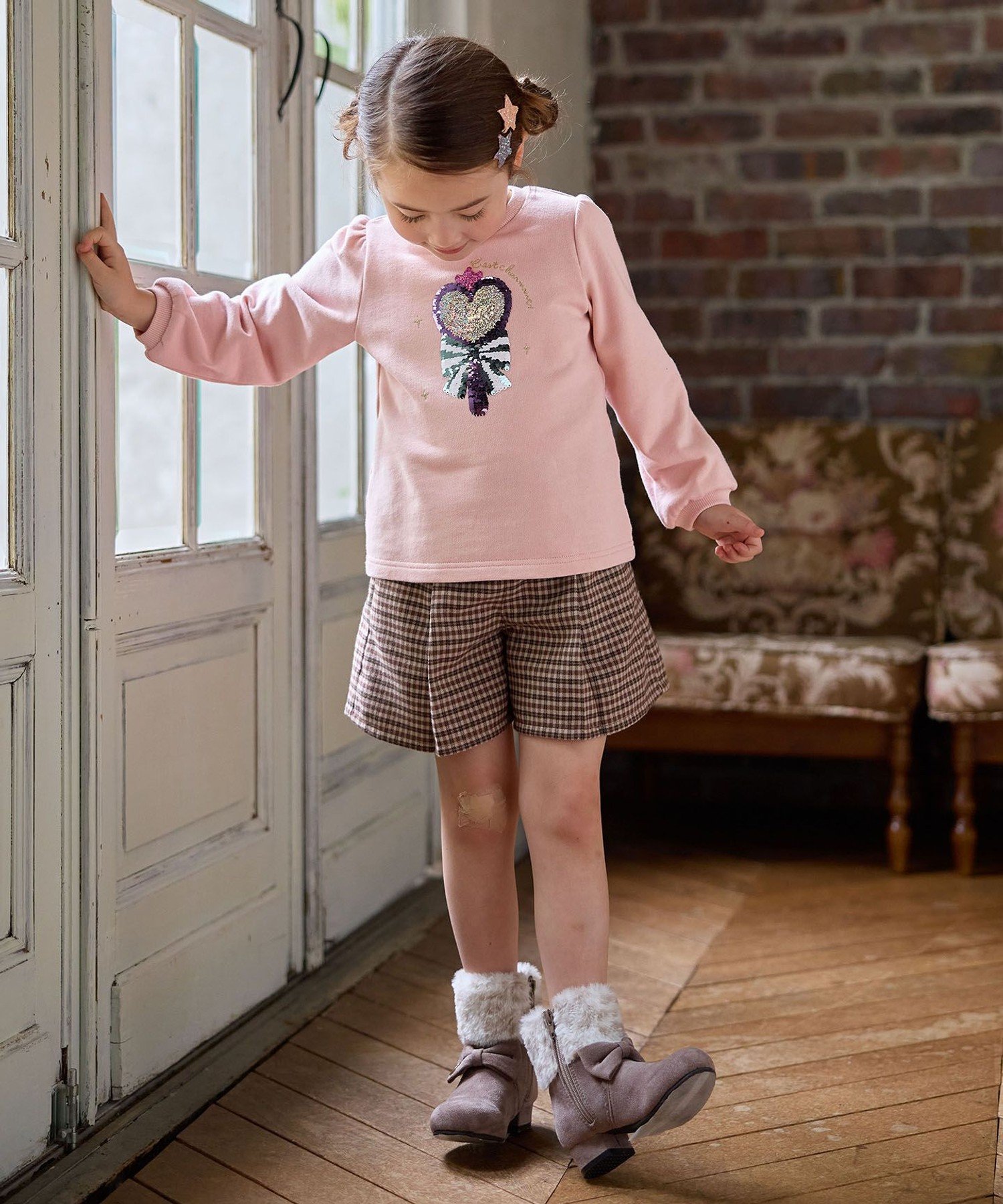 Чудо-толстовка с пайетками ANY KIDS, Pink (walking stick x mirror) [012] — фото 2