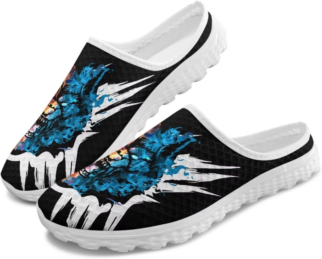 

Модные мужские шлепанцы с открытой пяткой 2025 года, с принтом и сеткой, легкие, дышащие, противоскользящие, идеальны для повседневной носки Ocwfudsx, красный/синий