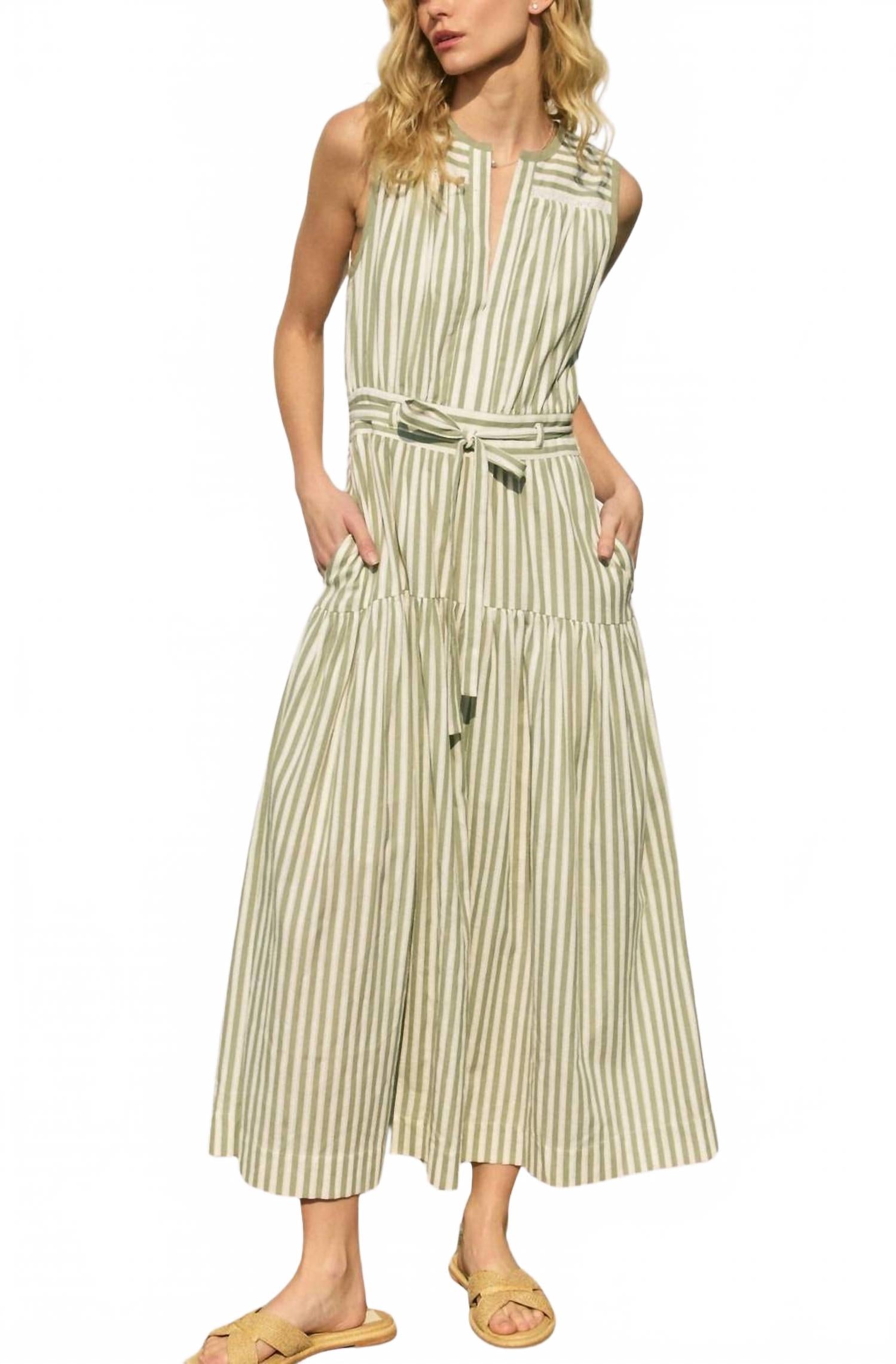 

Driftwood Stripe Maxi In Sage Cream DRESS FORUM