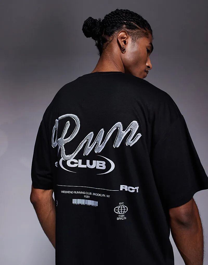 

4505 Run Club Футболка с принтом на спине, Быстросохнущая, черная
