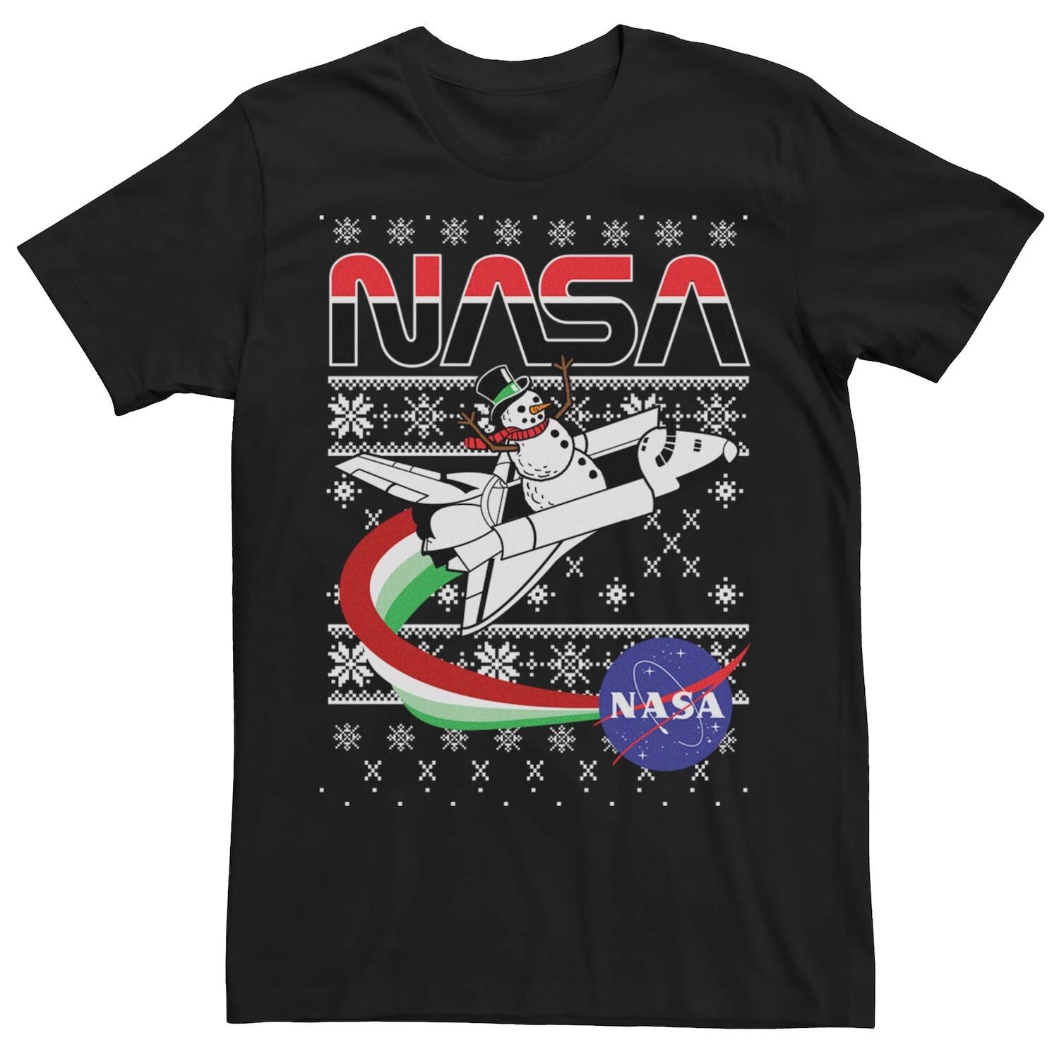 

Мужская футболка-свитер NASA Santa Rocket Ugly Christmas Licensed Character, черный