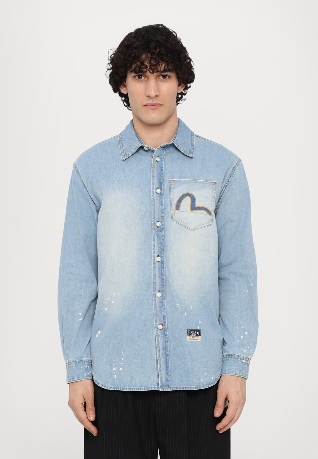 

Рубашка INSERTED SEAGULL POCKET SHIRT Evisu, синий