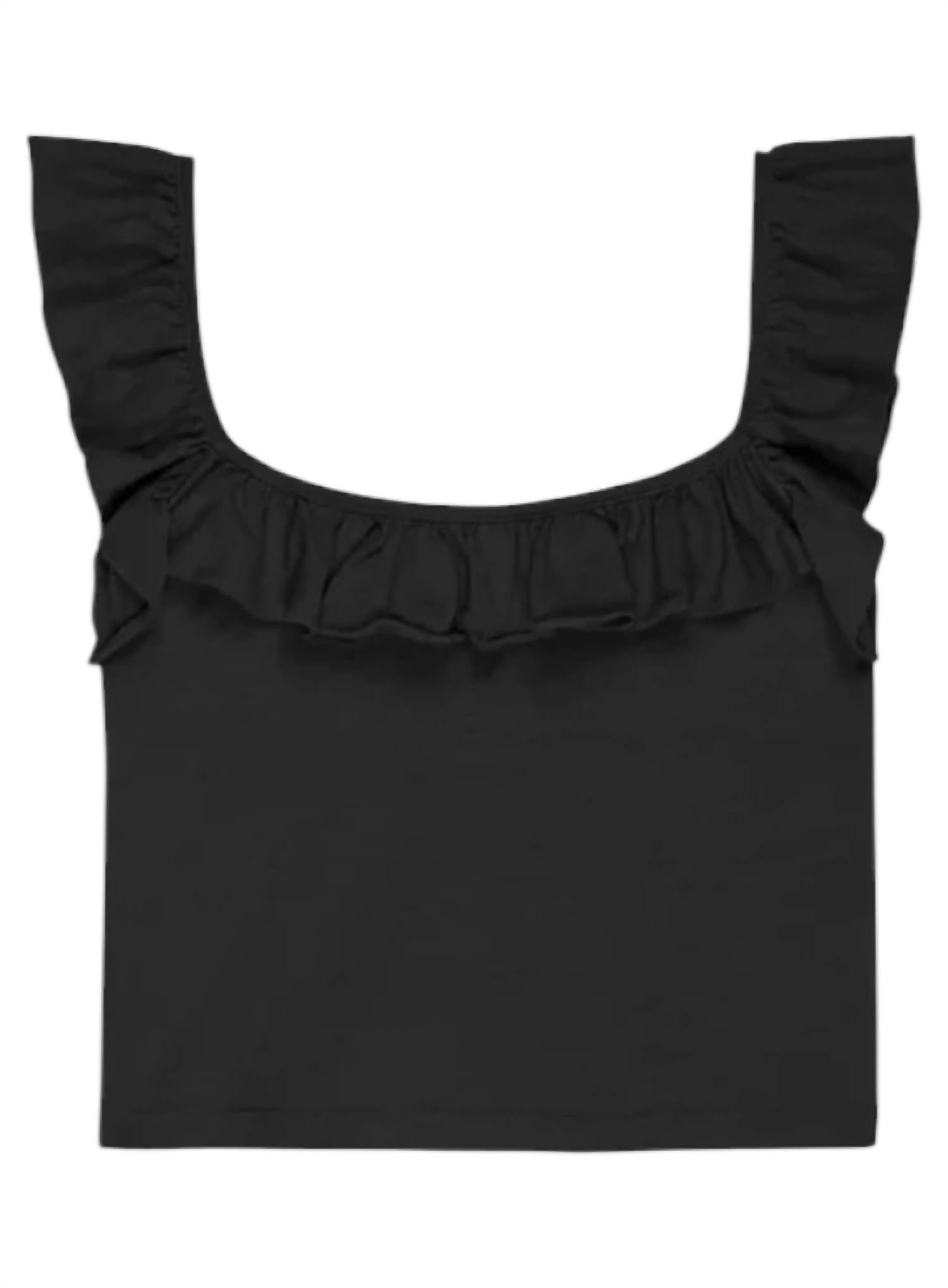 

Женский топ Rosa Solid Ruffle Top в цвете Jet Black Nation LTD