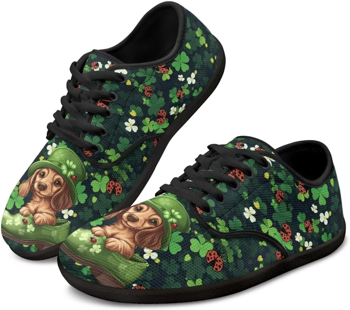 Кеды Binienty на шнуровке для ходьбы, St. Patrick\'s Day Dachshund Ladybugs — фото 2