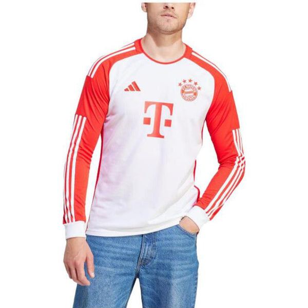 Футболка fc bayern 23 24 с длинным рукавом домашняя майка Adidas, белый — фото 2