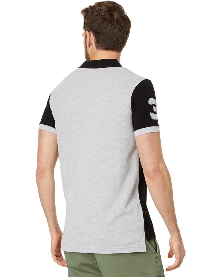 

Поло U.S. POLO ASSN. Short Sleeve Slim Fit Sash Front Pique Knit Polo Shirt, черный