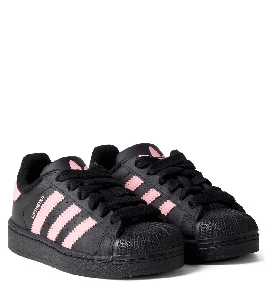 Кожаные кроссовки Superstar II Adidas Originals Kids, черный
