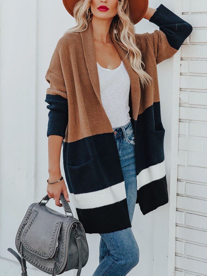 

Milan Kiss Кардиган светло-коричневого/темно-синего цвета