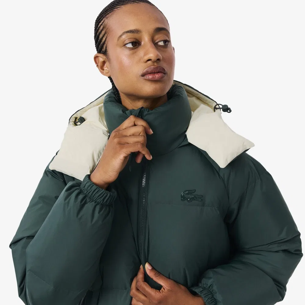 Пуховик Lacoste Удлиненный с капюшоном, Зеленый — фото 2