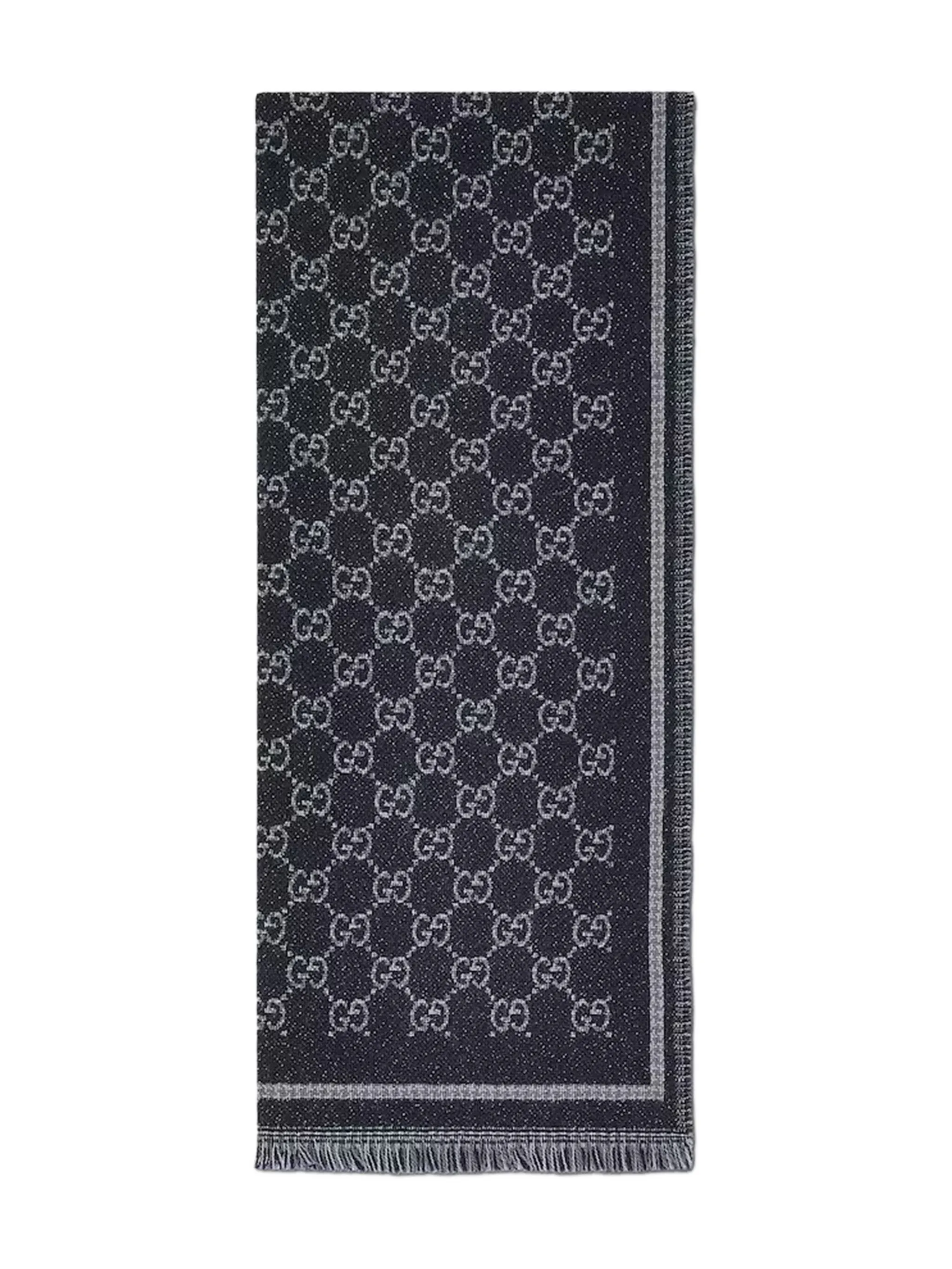 

Шарф из ткани ламе с бахромой и логотипом GG Gucci, синий