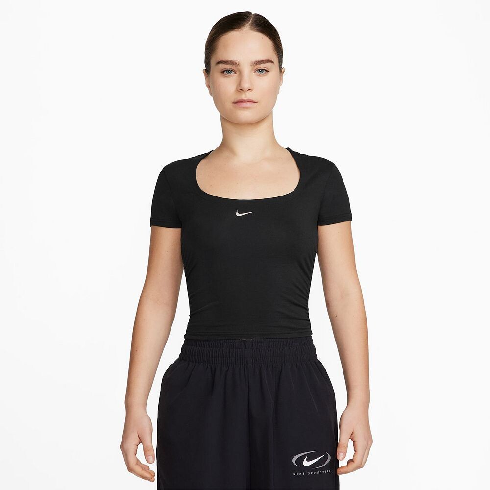 

Женский топ Nike Sportswear Chill Knit с короткими рукавами и квадратным вырезом, черный