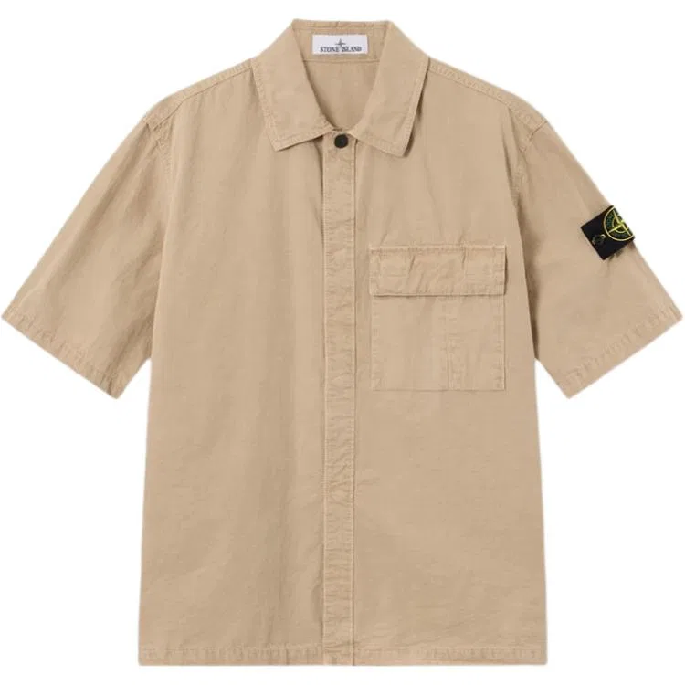 Рубашка с коротким рукавом и нагрудным карманом STONE ISLAND, Desert