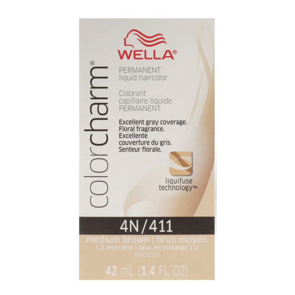 Стойкая жидкая краска для волос Color Charm - 411 4N Средне-коричневый от Wella, для мужчин и женщин - 1,42 унции (42 г) — фото 2