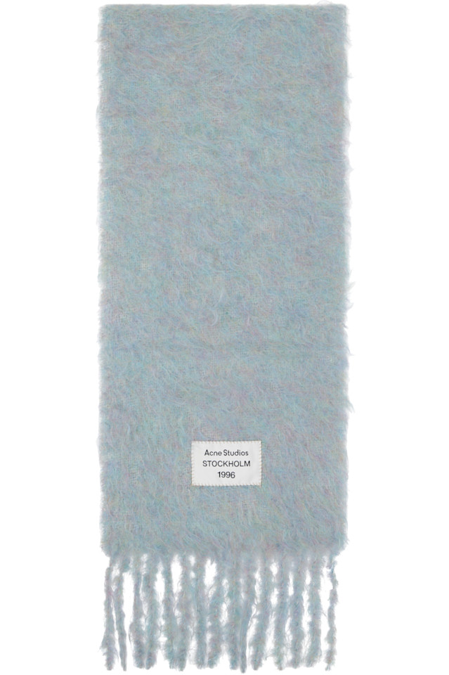 

Acne Studios Шерстяной шарф с синим логотипом