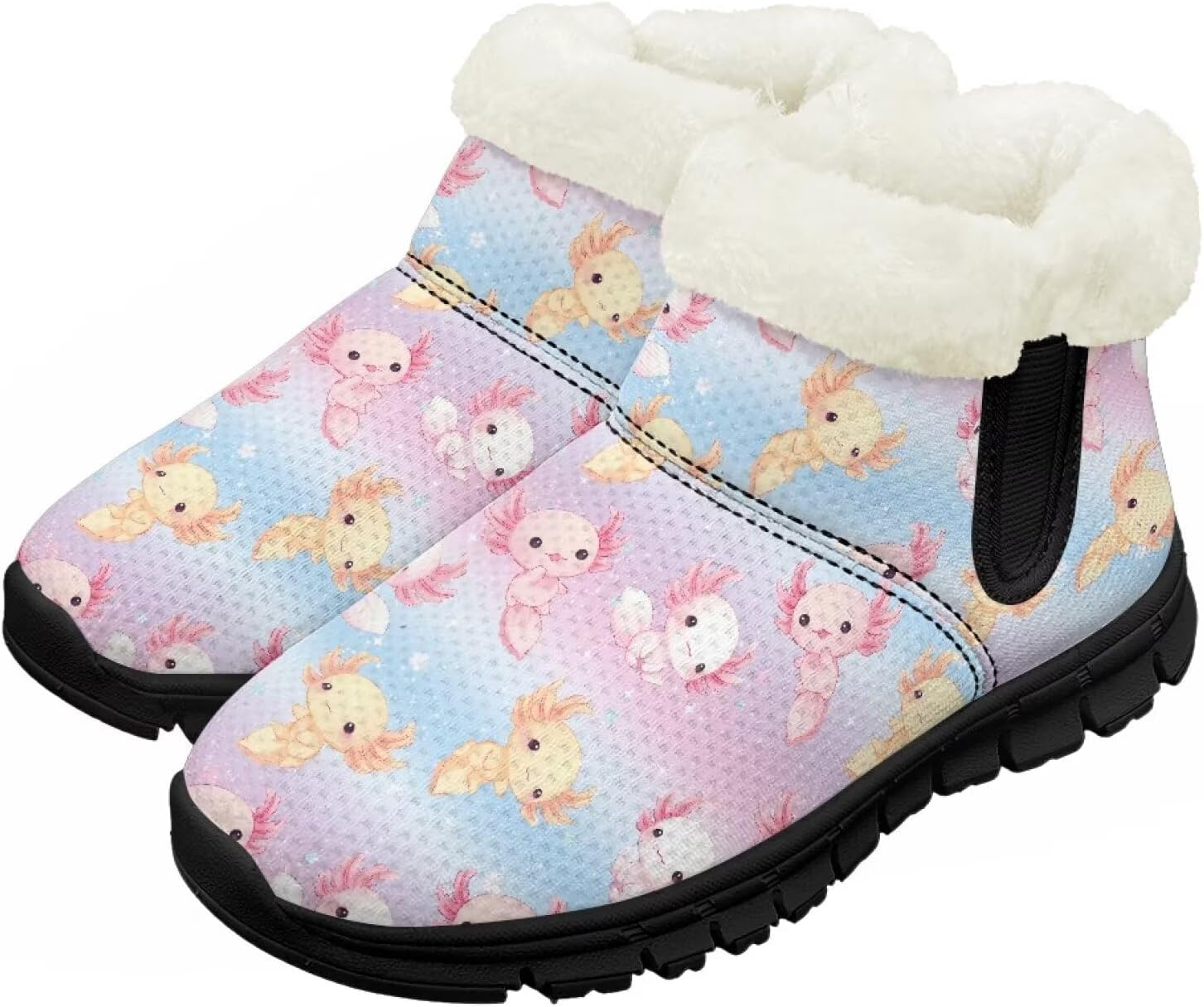 

Детские зимние ботинки для девочек и мальчиков, водонепроницаемые, с противоскользящей подошвой, утепленные мехом, для улицы, зимние кроссовки для маленьких и больших детей Chririnla, Cute Axolotl