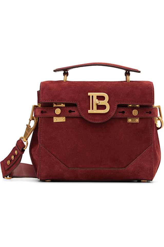 

Balmain Сумка из замши b-buzz 23 бордового цвета