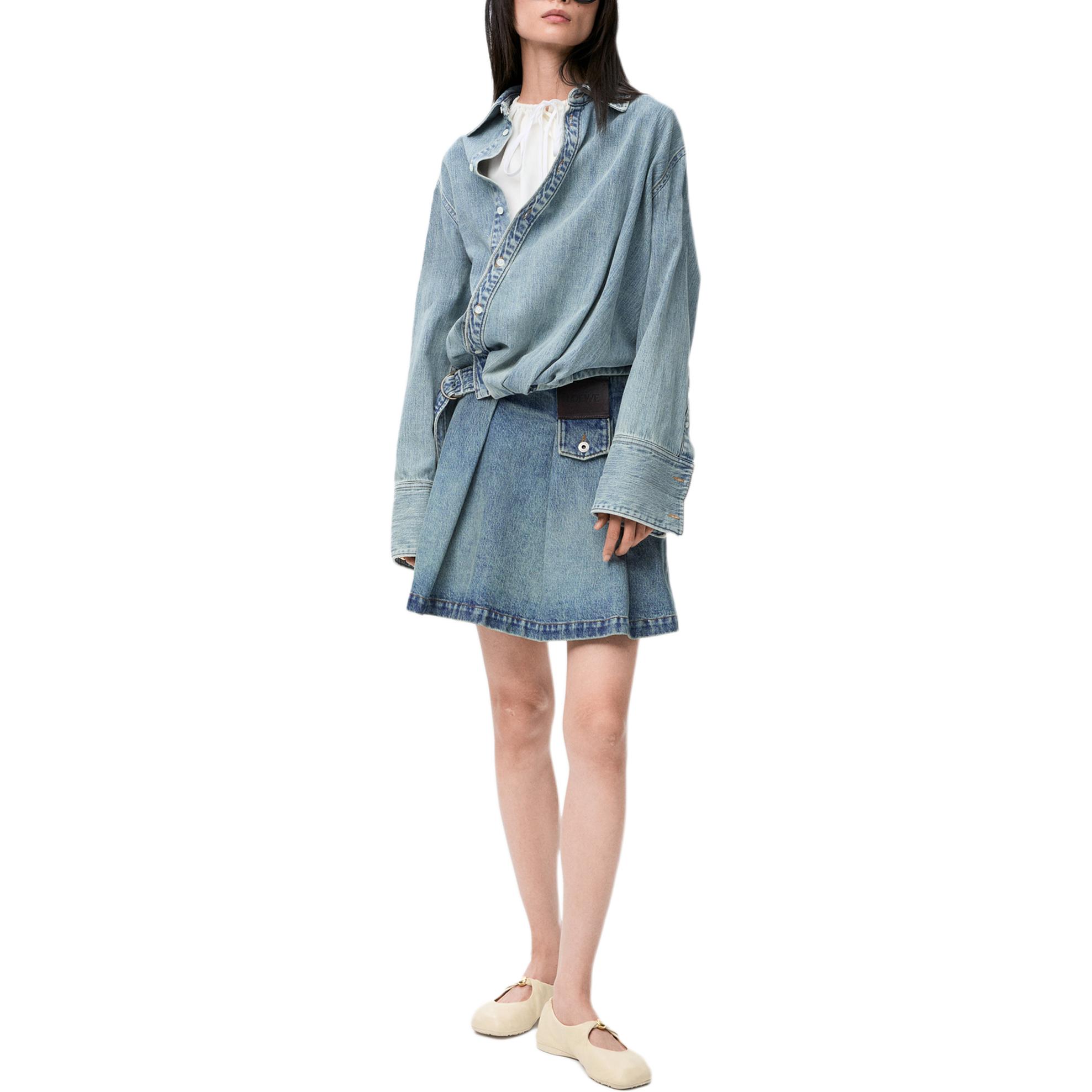 Джинсовая короткая юбка FW25 для женщин Loewe, washed denim — фото 3